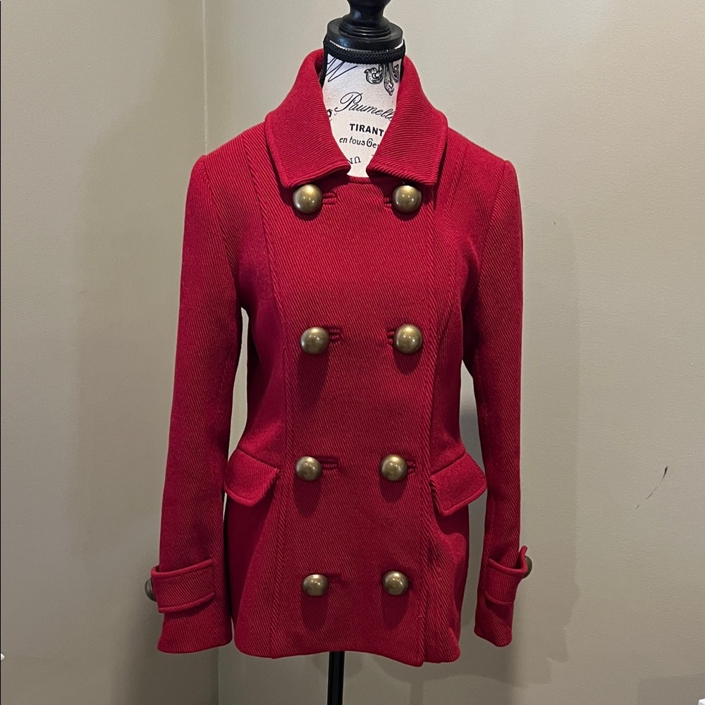 Boden Red Wool Pea Coat